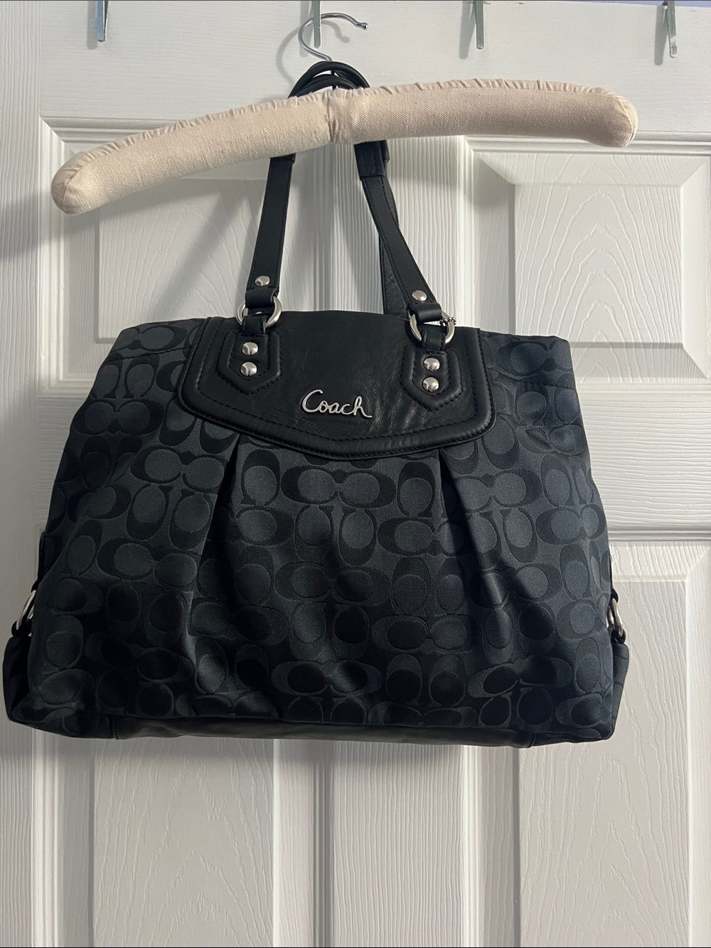 Coach Black Signature Jacquard Tote